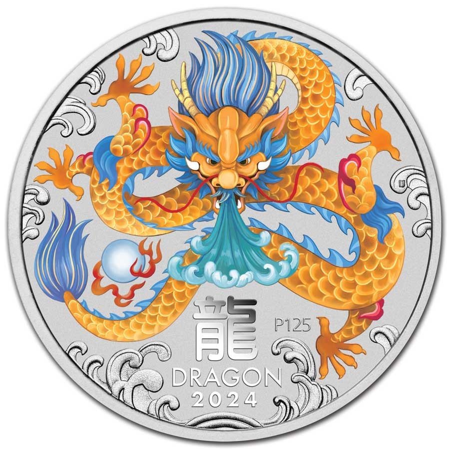 オーストラリア ドラゴン １オンス シルバー40枚　B 1 oz .9999 Silver $1 Australian Dragon Bar Brilliant Uncirculated Date