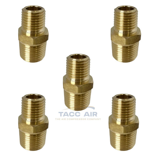 5PC Brass Pipe Reducer Nipple Fitting 3/8" NPT x 1/4" NPT Male Adapter Increaser