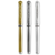 Uni-Ball UM-153 Signo Gel Impact Broad Rollerball White, Gold, Silver