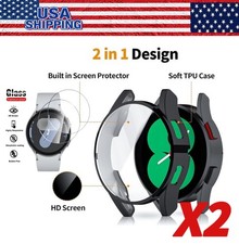 2X Samsung Galaxy Watch 4 5 6 7 40/44 Tempered Glass Protector Screen Case Cover