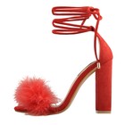Women's Fluffy Marabou Feather Lace Up Ankle Strap Gladiator Strappy Sandals US8 — photo 2