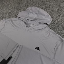 NEW Adidas Hoodie Mens XL Gray Performance Long Sleeve Training Athletic Shirt