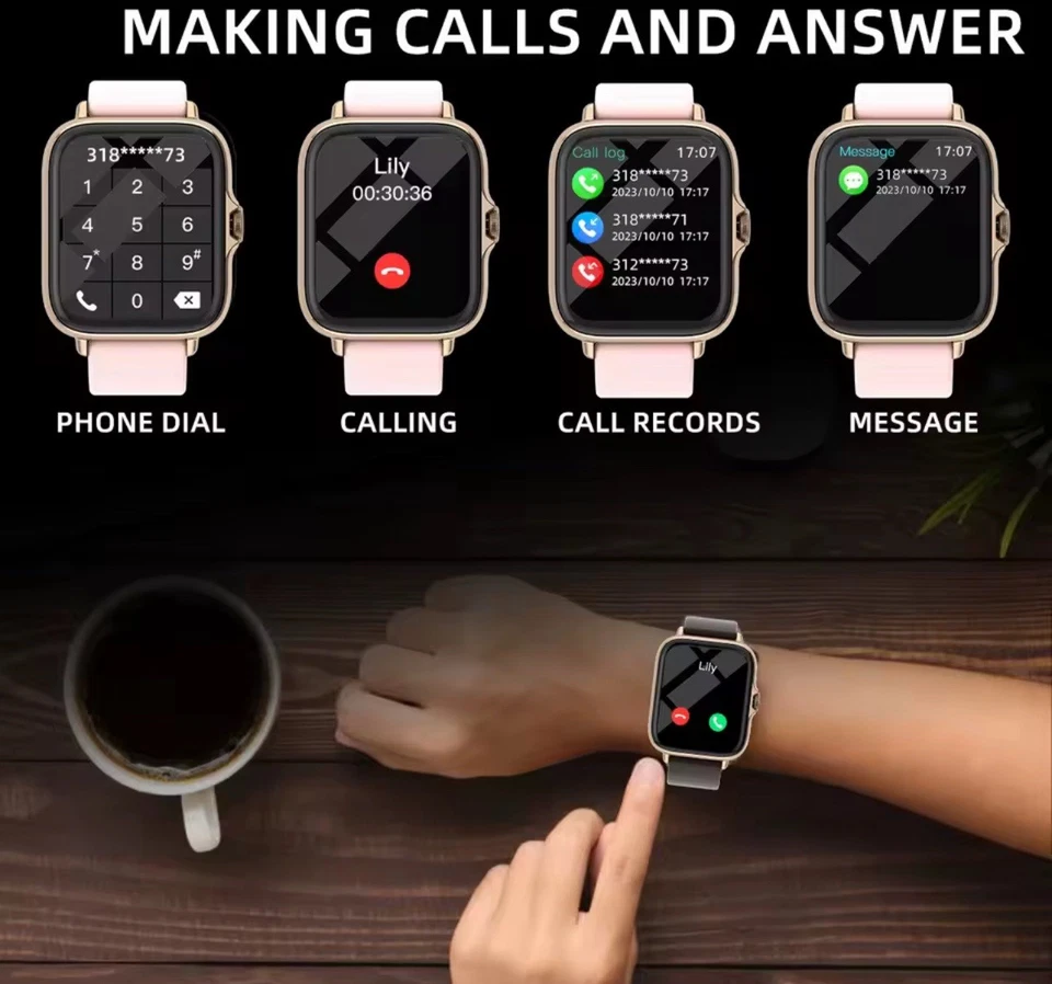 Smart Watch All-in-One Sleep Monitoring Pedometer Touch Fitness iPhone Android - Image 3 of 4