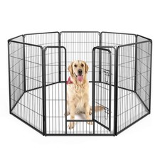 8 Panel 40" Height Pet Fence Dog Playpen Heavy-Duty Metal Puppy Pen Fence w/Door