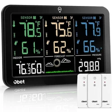 Weather Station Wireless Indoor Outdoor Thermometer Wireless, Color Display D...