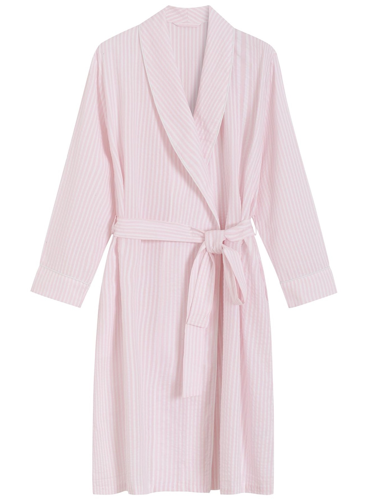 Womens Petite Robe Seersucker Cotton Bathrobe Pockets Length Spa Loungewear