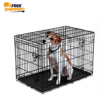 Foldable 2-Door 22" Wire Crate for Dogs with Divider and Leak-Proof Tray