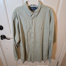 VTG Ralph Lauren Shirt Mens XXL Green Classic Fit 17.5 Long Sleeve Button Down