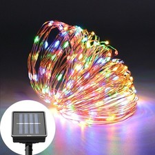 LED Solar Rope String Fairy Lights Strip Waterproof Outdoor Garden Patio Decor