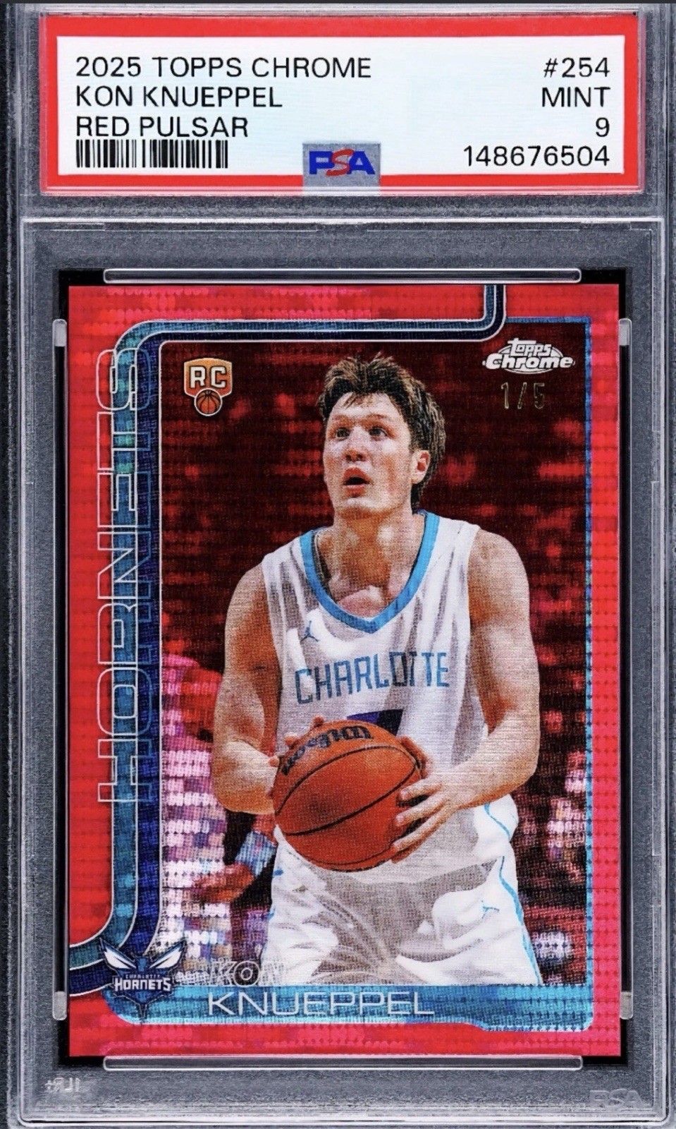 2025-26 Topps Chrome -Kon Knueppel #254 Red Pulsar Refractor /5 (RC) PSA 9 POP 2