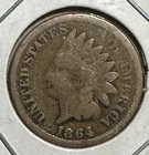 1864 US Copper Nickel Indian Head Cent! Good! Lower Mintage! Civil War Days!