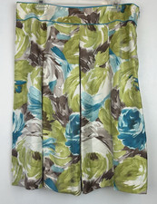 Talbots Silk Skirt Women 14 Floral Silk Midi Cottagecore Art to Wear Old Money