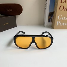 TOM FORD new sunglasses for driving, black frame with yellow lenses, unisex.