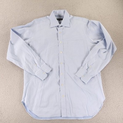 Robert Talbott Shirt Mens M 15.5 Blue 100% Cotton Made in USA Button Up Twill