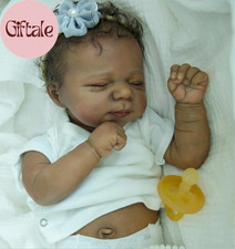 Black Reborn Baby Doll Silicone Full Body Girl 18 Inch Realistic Newborn