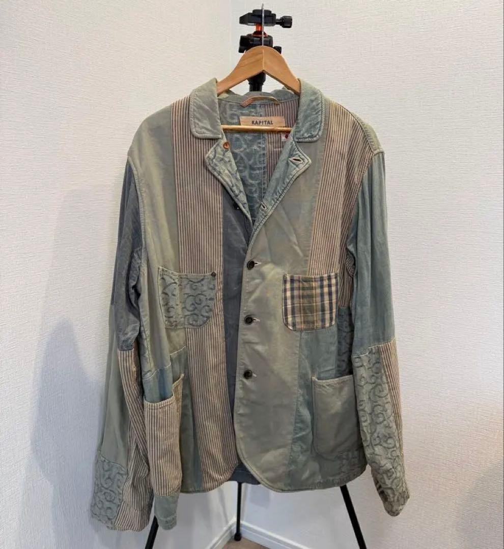 KAPITAL Denim Coverall Jacket Patchwork Size 4 90… - image 1
