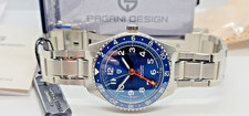 PAGANI DESIGN PD-1784 GMT MENS WATCH BLUE DIAL AUTOMATIC MANS WRISTWATCHES ZULU