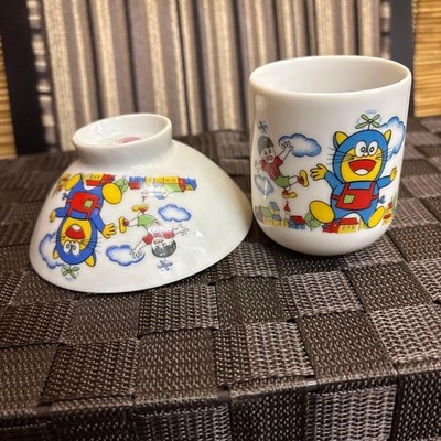 Doraemon Character Ceramic Bowl & Cup Set Unused Retro White