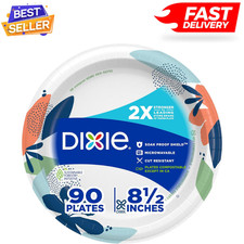 Dixie Medium Paper Plates, 8.5 Inch, 90 Count, 2X Stronger , Microwave-Safe