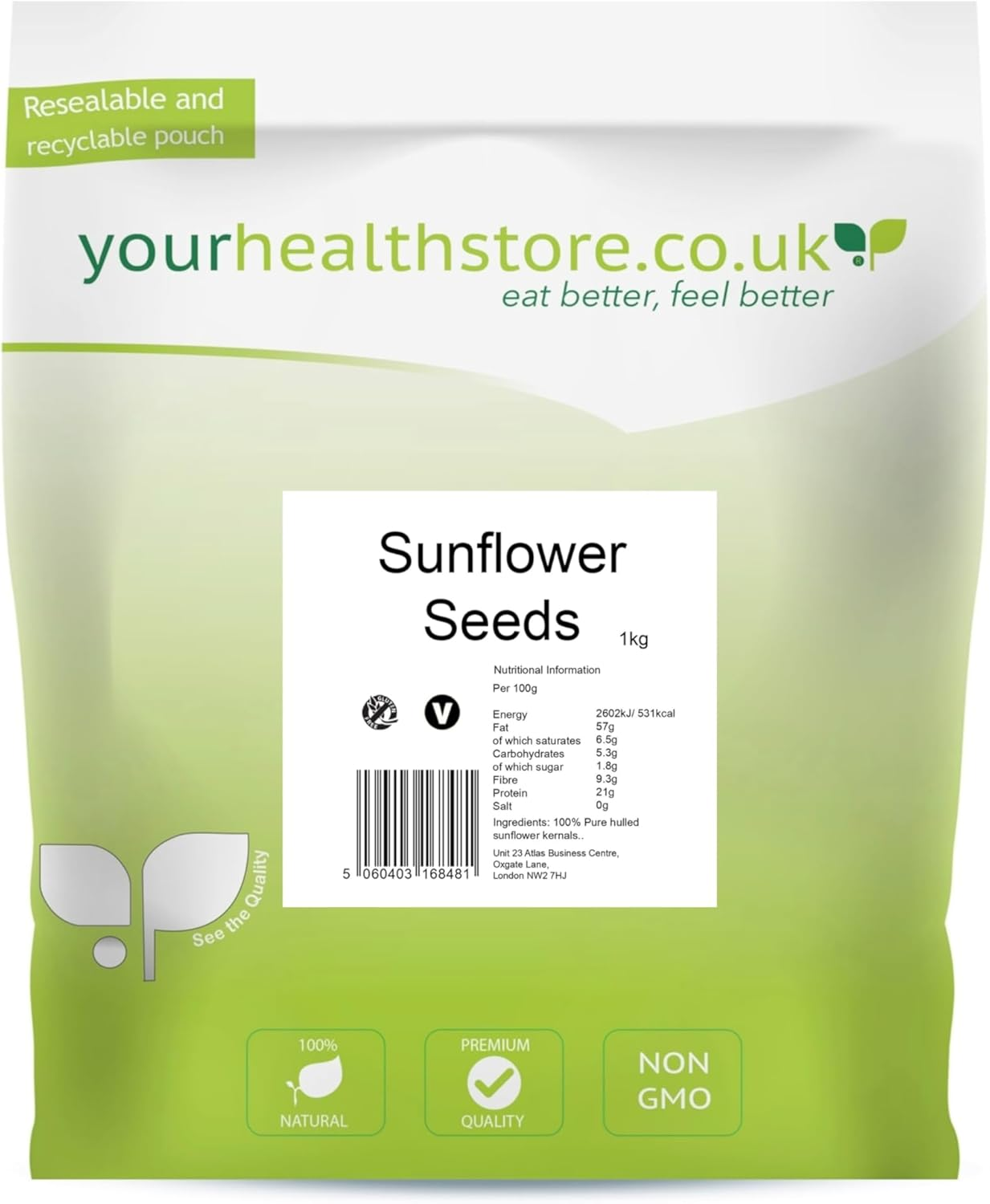 Sunflower Seeds 1Kg| Raw| Hulled| Grade a Quality| No Salt (Reasealable and Recy