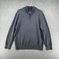 Untuckit 1/4 Zip Sweater Men Size Large Gray 100 Extra Fine Merino Wool Casual