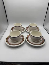 Primula Coffee Cup/Mug & Saucer  4 Sets  Porcelain Made in Italy Vintage