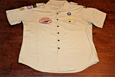 Boy Scouts of America BSA Men's Shirt Tan 2X-Large XXL Sewn Patches