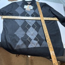 NWT Dockers Extra Soft Fine Gauge Argyle Men  s Sweater Black/Gray Small