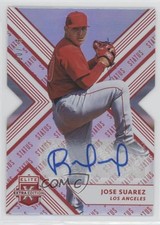 2018 Panini Elite Extra Edition Status Red Die-Cut 10/75 Jose Suarez Auto ic4