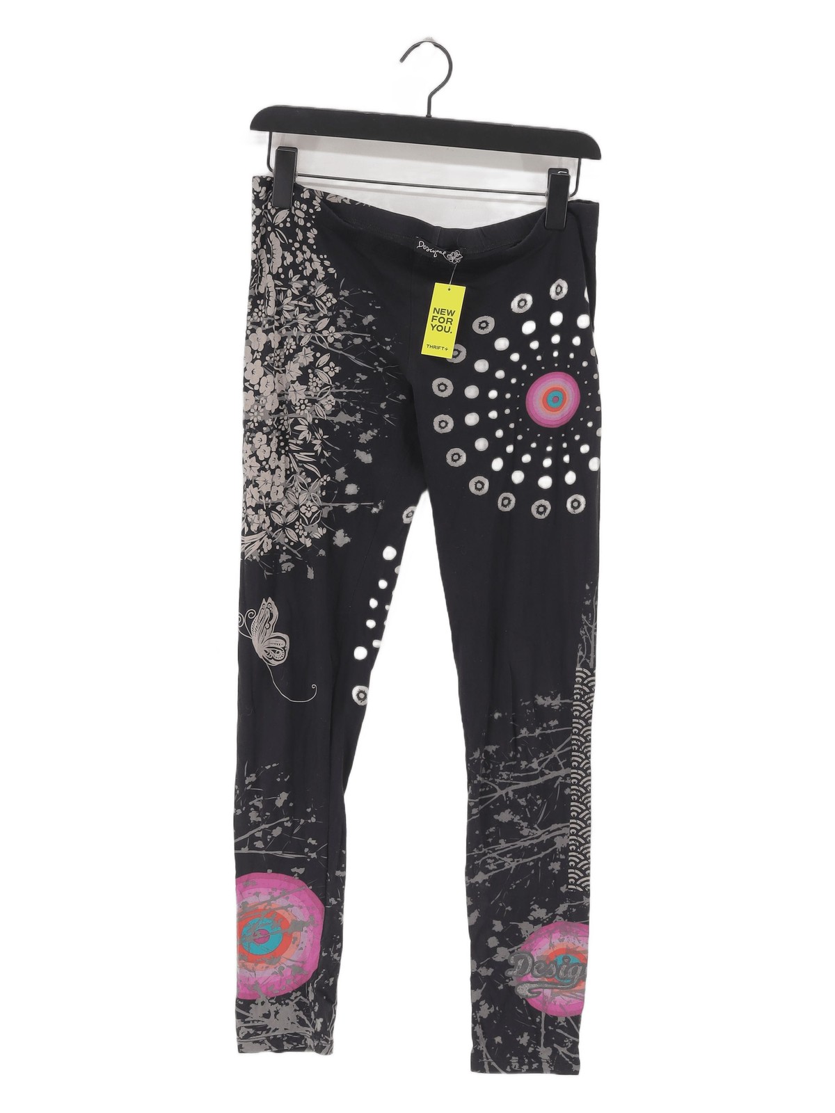 ALTRA Leggings donna Desigual L blu grafica 100% altro lunghezza intera