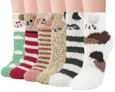 Fuzzy Socks for Women, Warm Soft Fluffy Winter Cozy Cute Animal Gifts Slipper...