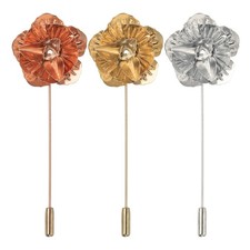 3x Anstecknadeln f&uuml;r Herren, Anstecknadel mit Rosenbl&uuml;te, Ros&eacute;gold, Gold, Silber