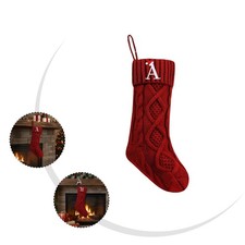Christmas Stockings Alphabet Letters Knit Construction Present Bag Use