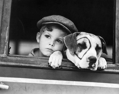 Dickie Moore Pete Pup start for location together while working in- Old Photo