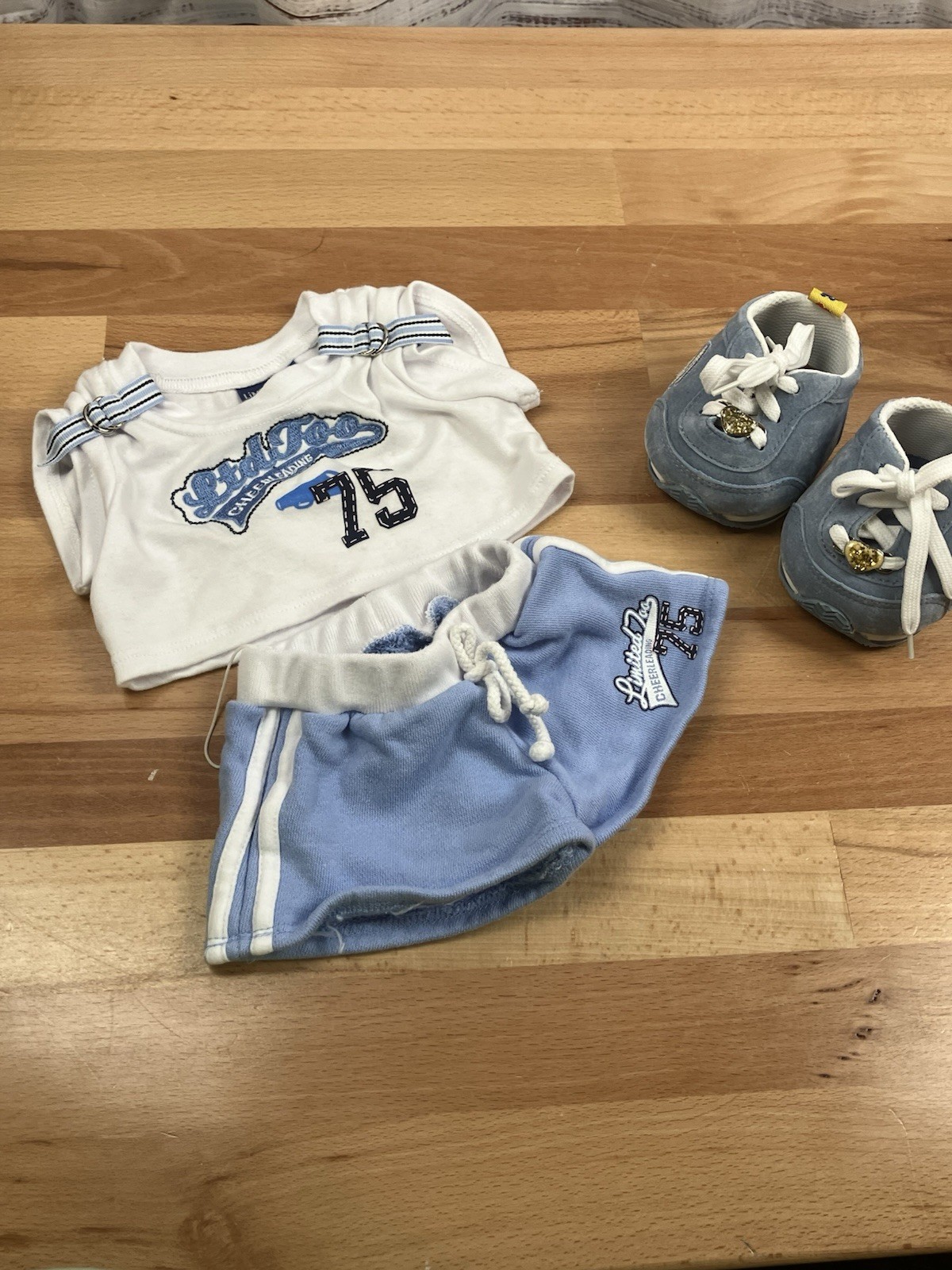 Build A Bear Skechers Sneakers with Blue Cheerleading Outfit