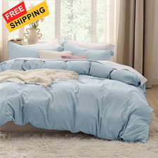 Bedsure Sky Blue Duvet Cover Queen 90" x 90" , 05 - No Comforter 