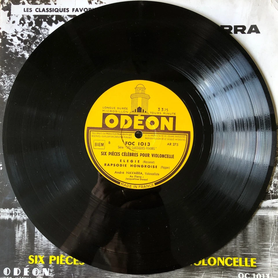 ODEON FOC 1013 - NAVARRA DUSSOL - SIX PIECES CELEBRES POUR VIOLONCELLE 10" VG++ - Photo 4/4