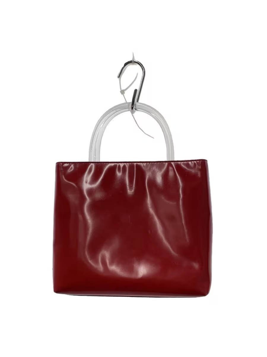 PRADA red enamel plain tote handbag