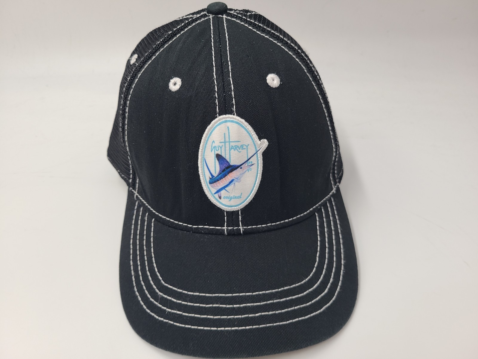 Guy Harvey Marlin Mesh Trucker Flex Fitted (Seems L-XL) Hat Cap Men Women Black