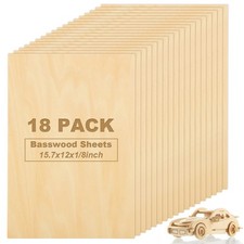 18pcs 12 x 15.7 x 1/8 Inch Plywood Basswood Sheets, 3 mm Unfinished Plywood f...