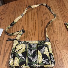 Vera Bradley Women's Crossbody Shoulder Bag Purse Lime Green Vibrant Pattern