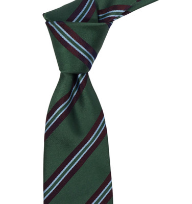 $210 NWOT MATTABISCH Napoli Green w Blue & Black Stripes Silk Neck Tie 3.25W