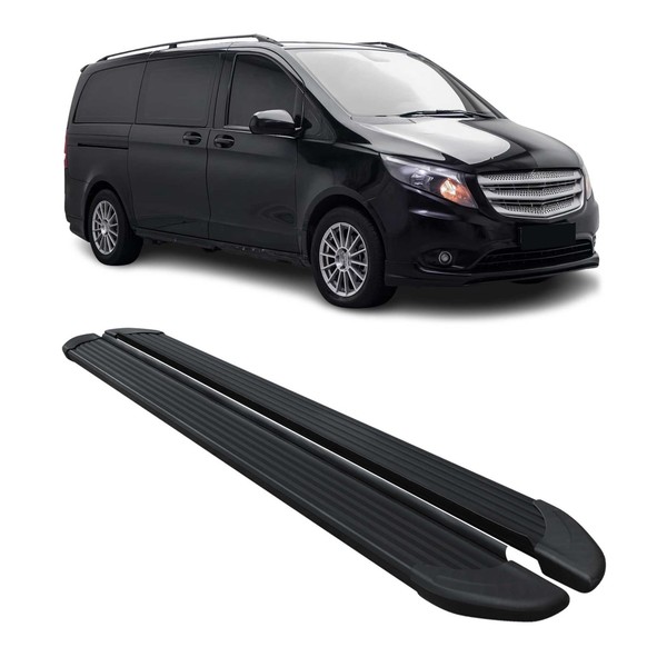 Trittbretter Seitenschweller FüR Mercedes Vito W447 2014-2026 L1 L2 Alu Schwarz-image
