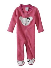 Infant Girls Hot Pink Plush Mouse Sleeper Baby Sleep Play Footie Pajamas 0-3m