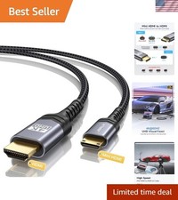 High-Speed Mini HDMI to HDMI Cable, 6FT Braided 4K 60Hz for Cameras  Laptops