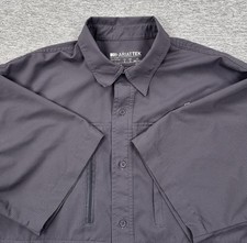 Ariat Tek Shirt Mens Large Gray Lightweight Vented Short Sleeve Button Up Hiking