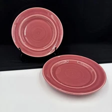 Metlox Colorstax Pink Rose Set Of (2) 7 3/4” Salad Plates Calif, USA •Vintage•