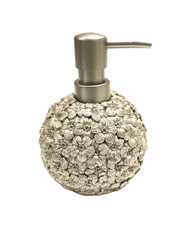 NEW PALE GOLD 3D FLORAL RESIN SPHERE SOAP LOTION DISPENSER