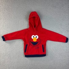 Vintage Sesame Street Elmo Red Fleece Hoodie Hooded Sweatshirt Kids 3T Toddler