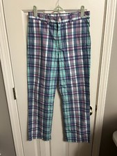 Vineyard Vines Madras Plaid Classic Fit Pants Boys Youth Size 16 Blue/Green